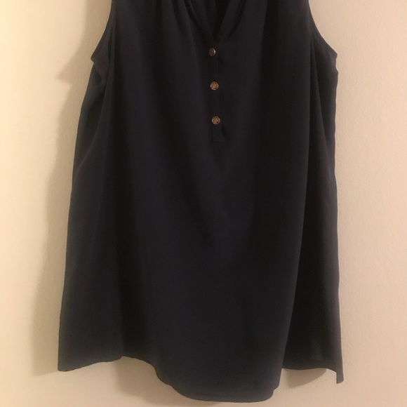 Lily Pulitzer Navy Silk Top with Gold Buttons - Picture 2 of 2